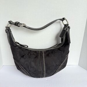 Coach Soho Signature Jacquard Half-Moon Hobo Bag Black (Style 10074)